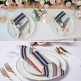 thumbnail image 3 of Blue Red Striped Cloth Napkins, Modern Stripes Art Farmhouse Washable and Reusable Dinner Napkins Set of 8, Table Napkin for Kitchen Party Birthday Wedding Hotel Housewarming 20"x20", 3 of 9