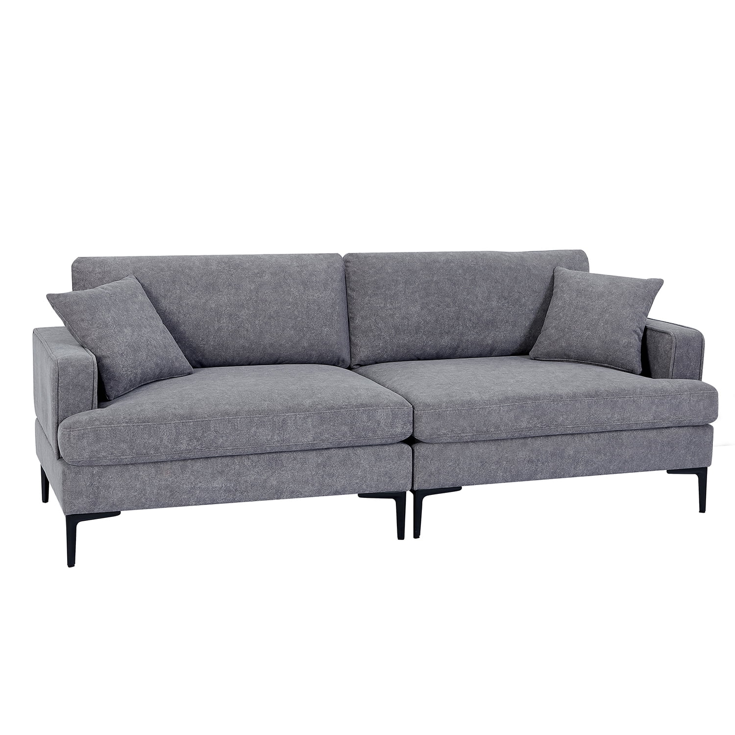 Kadyn Upholstered Modern Loveseat Sofa, Couches with Metal Legs and 2 Pillows, Sofa Couches for Small Spaces, Grey