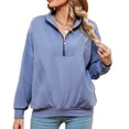 thumbnail image 4 of Annhoo Womens Sweatshirts Casual Long Sleeve Zipper up Collared Pullover Shirts Loose Workout Athletic Outfits, 4 of 9