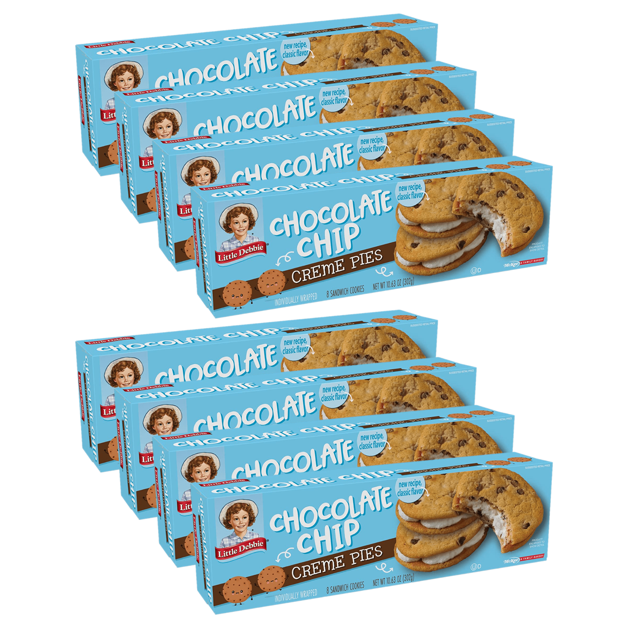 Little Debbie Chocolate Chip Cookie Creme Pies, 8 Boxes with Vanilla
