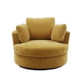 thumbnail image 4 of 42" Swivel Sofa Chair with 3 Pillows, 360 Degree Swiveling Round Sofa Accent Upholstered Barrel Chair with Armrest and Backrest for Living Room Bedroom, Easy Assembly, Yellow, 4 of 7