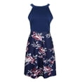 thumbnail image 2 of Milaget Robe Décontractée Ample pour Femme à Imprimé Floral, Col Licou, Sans Manches, Robe d'Été Bleu Marine m, 2 of 9