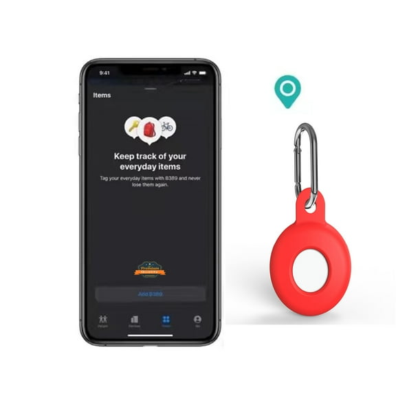 Xpm Case for Apple AirTag Case Silicone Protective Rubber TPU Washable Bumper Shockproof with Ring Keychain Anti lost Key Phone Finder Cover for Air Tag - Red