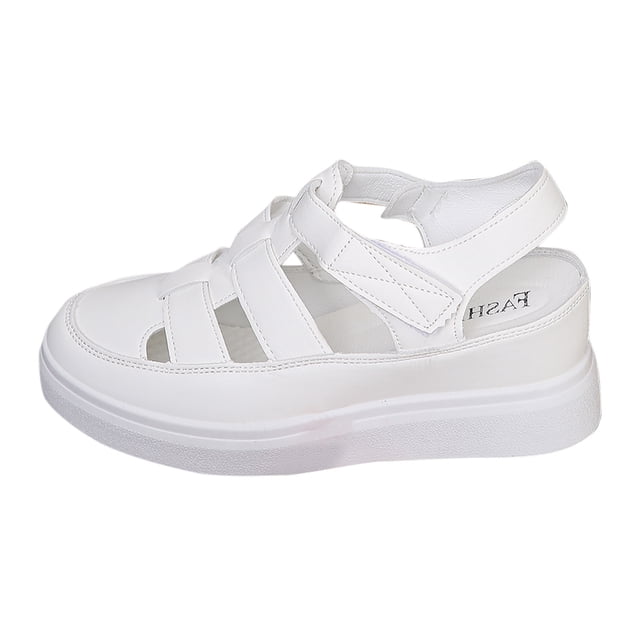 Bmisegm 2024 Summer Women's Wedge Heel Thick Sole with Elevated Hollow Out Fashion Sports Sandals Womens Sandals Summer White 7.5