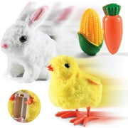 Prextex Plush Bunny & Squeaking Chick Set with Velcro Carrot and Corn Gift Toy Accessory Easter Basket