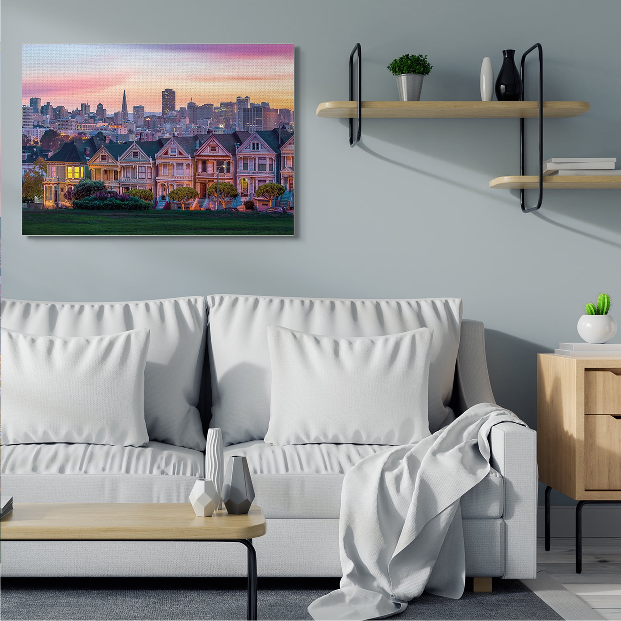 Stupell Industries San Francisco California Sunset Cityscape Architecture Town & City Photography Gallery Wrapped Canvas Art Print Wall Art, 36 x 48