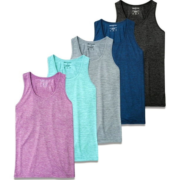 Real Essentials - 5-Pack Women's Racerback Tank Top Dry-Fit Athletic ...