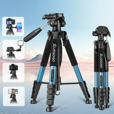 UEGOGO 74-inch camera tripod with travel bag, expandable camera tripod, T-phone stand   quick mounting pad, mobile phone live stand tripod removable pylon camera tripod