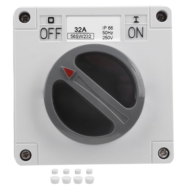 Outdoor Waterproof Switch Socket Dustproof Isolation Rotary OnOff Buttons and Indicators 250V(2P32A )