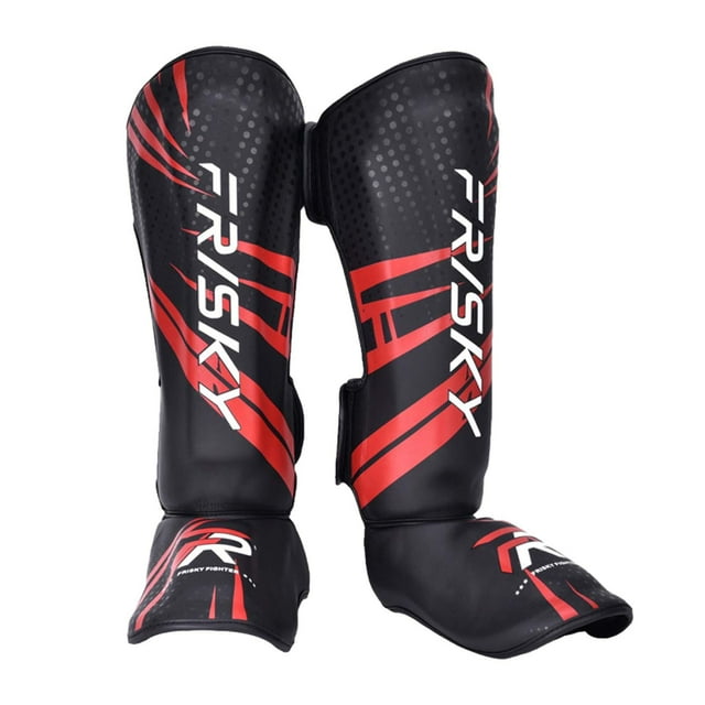 ZLight Shin Guards For Adults MMA Training Comfort Elastic Fit Safety During High Intensity Workouts Muay Thai Red Black L