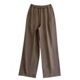 thumbnail image 4 of Olyvenn Dress Pants for Women 2025 Spring Trendy Casual Pants Stretch Elastic Waist Pants Loose Fit Wide Leg Trousers Workwear Suit Pants Brown L, 4 of 4