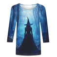 thumbnail image 4 of Ynynloco Womens Fall Shirts Halloween V Neck 3/4 Length Sleeve Pullover T-Shirts Thanksgiving Graphic Tee Tops, 4 of 5