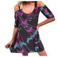 thumbnail image 1 of Correa recortada Suelta Estampado de mujer Cuello de una línea Manga tres cuartos Talla grande Top Pompotops hfajkhk137656, 1 of 6