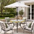 thumbnail image 2 of Round Outdoor Tablecloth with Umbrella Hole and Zipper, Sunflower Tablecloth with Elastic Waterproof, Summer Eucalyptus Botanical Floral Grey Plaid Patio Table Covers for 36" - 44" Pool Tables, 2 of 9
