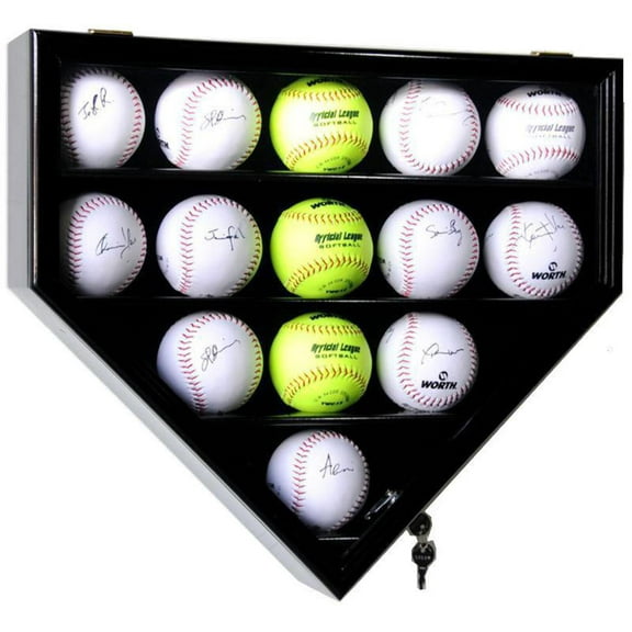 14 Softball Ball Display Case Cabinet - Home Plate Shaped