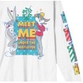 thumbnail image 2 of Looney Tunes Meet Me Under The Mistletoe Crew Neck Long Sleeve White Adult Tee-XL, 2 of 7