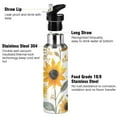 thumbnail image 3 of Yayeee 20oz Insulated Water Bottle Double Wall Stainless Steel with Flip Straw Lid, White Watercolor Sunflowers, 3 of 7