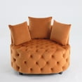 thumbnail image 3 of Accent Barrel Chair with Back and Thick Cushion, Velvet Upholstered Button Tufted Sofa Chair for Living Room Bedroom, Orange, 3 of 7