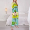 thumbnail image 3 of Salouo Two Frogs Are Sitting On Water Lilies Pattern Women's Pajamas Set Long Sleeve Button Down Sleepwear Soft Pj Lounge Sets for women 2 Piece Pjs Set with Long Pants-X-Large, 3 of 7