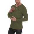 thumbnail image 3 of Ceisia Men's Slim V-Neck Chest Baby-Pocket Parent-Child Cotton Long-Sleeve Top Gift, 3 of 6