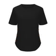 thumbnail image 4 of fatyb Women's Short Sleeve Tunic Tops Casual Crew Neck Blouses Comfy Basic Tee Shirts with Side Button, 4 of 6