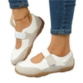thumbnail image 3 of Women's Minimalist Casual Shoes, Mary Jane Sneakers Flats Dressy Shoes for Women, Ballet Sneakers Wide Toe Box With Non Slip Retro Tennis Lightweight Maryjane Sneakers, White 5.5, 3 of 5