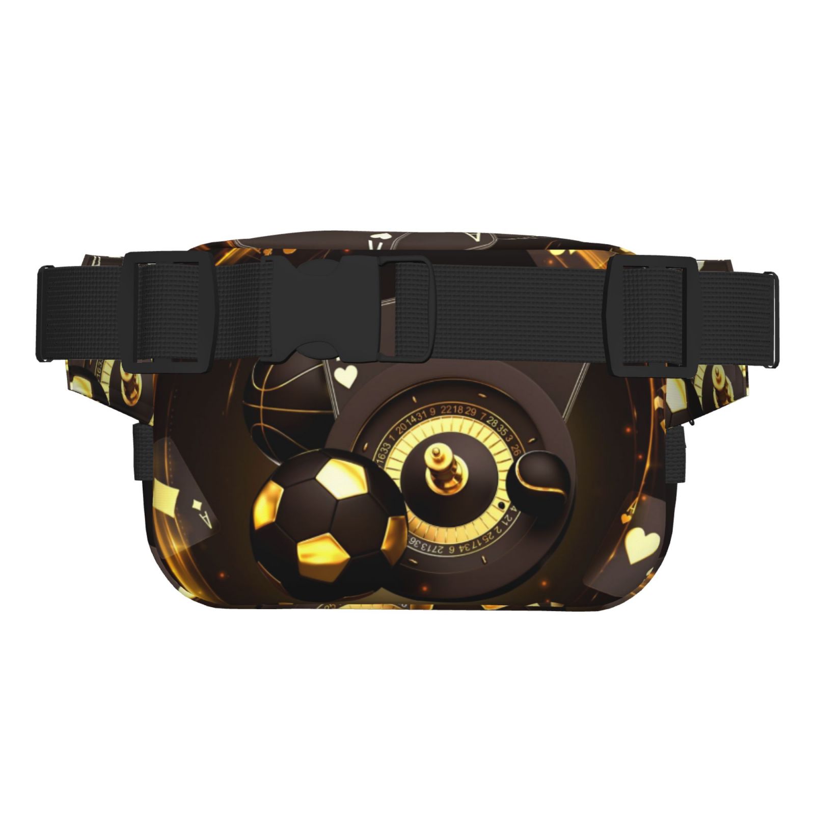 Picia Casino Card Soccer Print Square Double-Layer Waist Bag Mini Adjustable Waist Belt Bag Exercise Running Travel Hiking