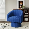 thumbnail image 3 of YOUDENOVA Swivel Accent Chair Mid Century Modern Swivel Barrel Chair, 360 Degree Round Swivel Chair with Wide Upholstered, Velvet Accent Armchair Home Sofa Living Room Bedroom Office Navy Blue, 3 of 9