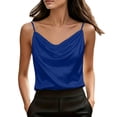 thumbnail image 2 of Inverlee Satin Cowl Neck Cami Top for Wome Casual Sleeveless Spaghetti Strap Blousen Party Wear Basic Tank Tops Blue M, 2 of 7