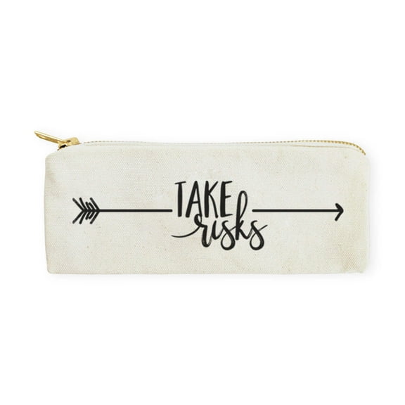 Take Risks Cotton Canvas Pencil Case and Travel Pouch