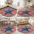thumbnail image 4 of Round Area Rugs 6Ft, Independence Day Non-Slip Washable Circle Rugs Carpet, 4 of July Blue Red Stars Striped Wood Indoor Outdoor Rug Floor Mats Throw Runner for Bedroom Living Room Bathroom, 4 of 8