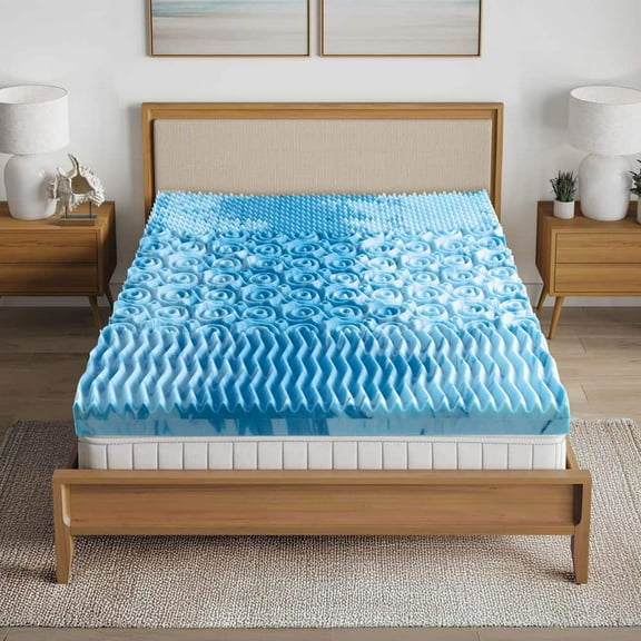 3 in. Queen Cooling Gel 7-Zone Memory Foam Mattress Topper, Medium Plush Support