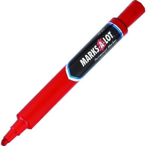 Avery Marks-A-Lot Permanent Marker Regular Desk Style - Chisel Point - Set of 6, Red