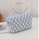 thumbnail image 5 of Bolsas de cosméticos a cuadros, linda cremallera de viaje, bolsa de almacenamiento suave para suministros de oficina, cosméticos, maquillaje, accesorios de viaje, 5 of 5