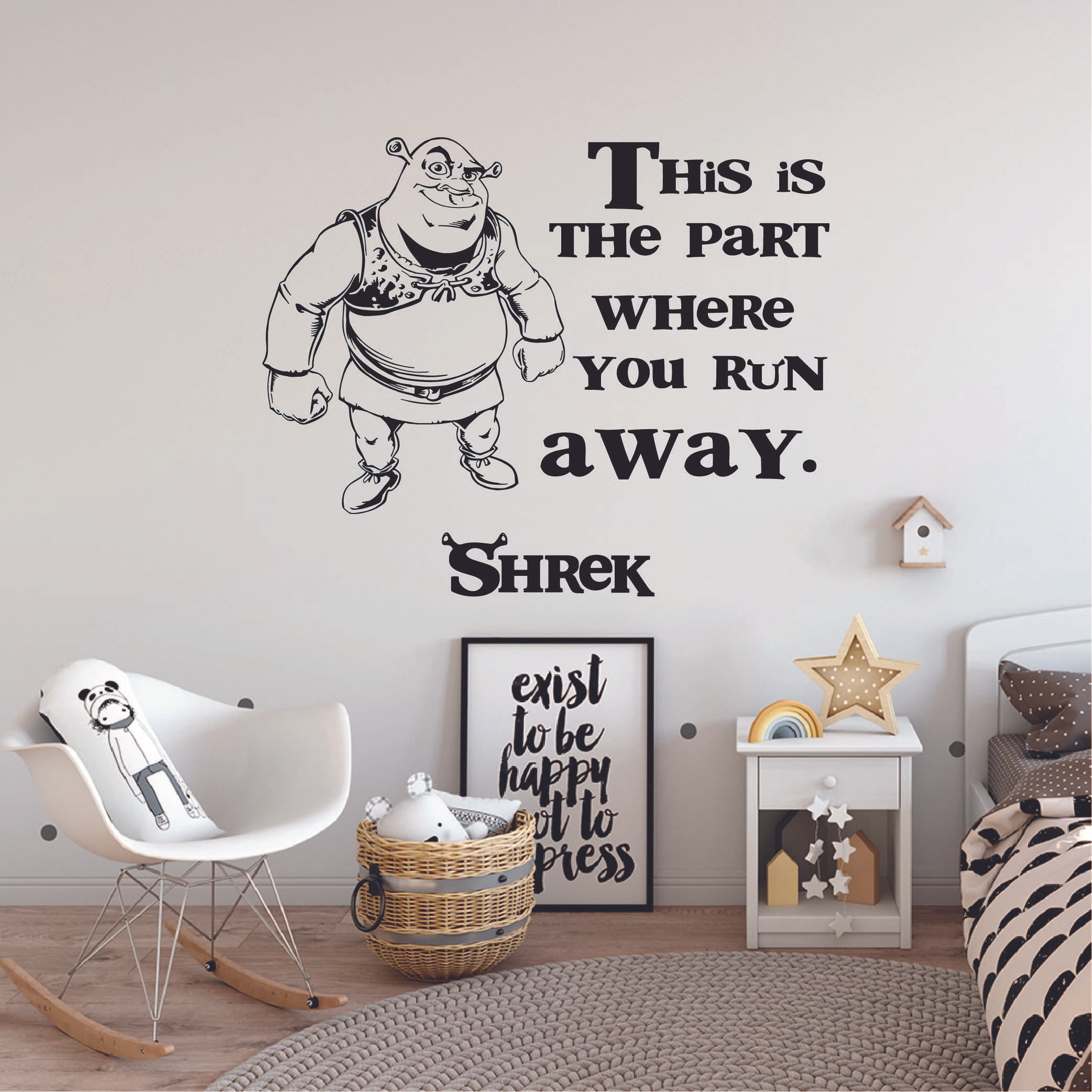 ThIs Is The Part Where You Run Away - DIsney Movie Shrek Quotes Quote Vinyl  Wall Art Wall Decal Wall Sticker Decoration Home Room Kids Childrens Room  Boys Girls Nursery Kindergarten Size (