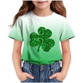 thumbnail image 1 of T-Shirt Imprimé de la Saint-Patrick pour Enfants, Col Rond à Manches Courtes, 95 % Polyester 5 % Élasthanne, Tissu Doux et Respirant, Tenue Décontractée pour Garçons et Filles de 3 à 14 Ans, 1 of 9