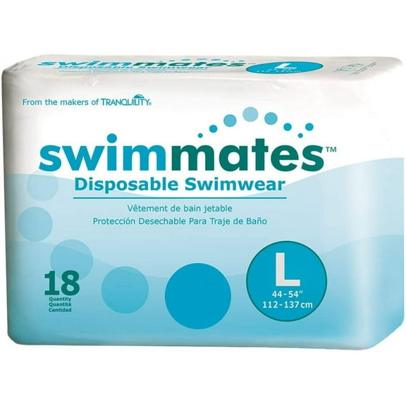 Swimmates Disposable Incontinence Swim Underwear, Unisex, Large, 18 Count