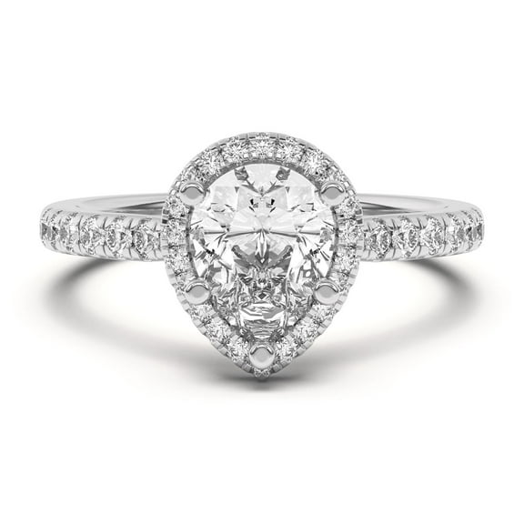 Meryn Jewel 1.3 Ct Pear Cut Lab Created Diamond Ring - 14K White Gold Over Engagement Ring - Elegant Wedding Ring for Women's - Perfect Gift for Joyous Celebrations - A Precious Gem for Her
