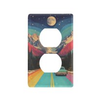 Yayeee Duplex Wall Plate 1-Gang 4.5"x2.7" Home Receptacle Light Switch Decorative Outlet Cover, Colorful Road