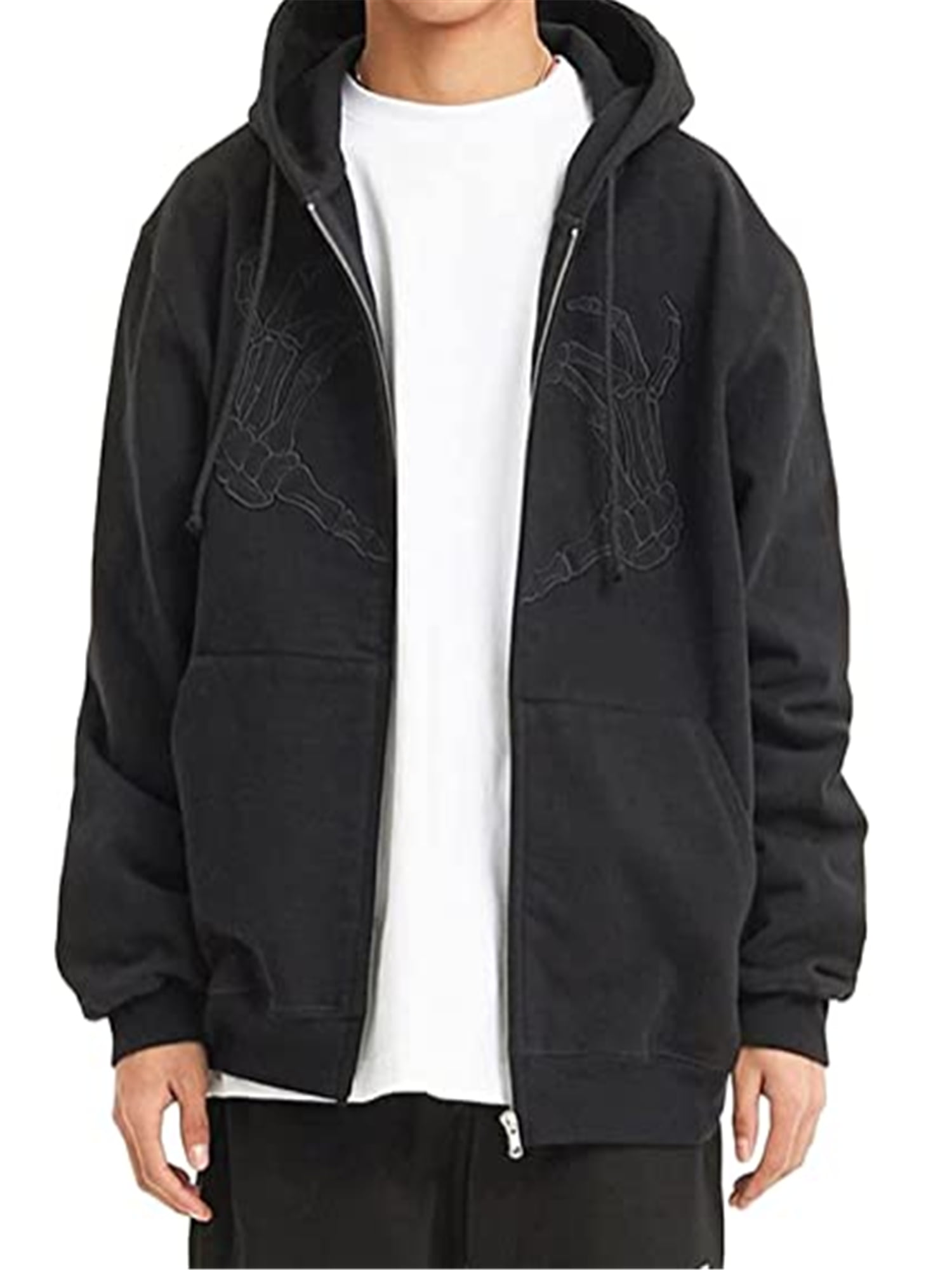 Hoodie for Womens Mens Skeleton Sweatshirts Y2K Distressed Tops Trendy Long Sleeve Shirts Hooded Pullover 