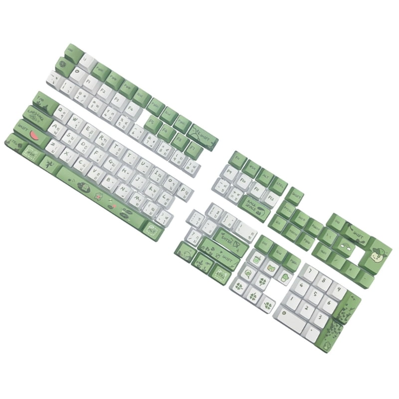 Thai Keycaps Frog Theme Keycaps Set, DA/OEM Profile PBT Dye Sublimation for 61/64/68/75/87/98/104 Mechanical Keyboard