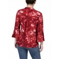 thumbnail image 3 of NY Collection Women's Petite 3/4 Bell Sleeve Pleat Front Y Neck Top, 3 of 4