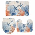 thumbnail image 2 of Summer Ocean Bathroom Rugs Set Vintage Nautical Sea Orange Blue Starfish Corals Seashell Non Slip Absorbent Bath Mats 3 Piece Set with Bathroom Rug, U-Shaped Floor Mat, Toilet Seat Cover Small Size, 2 of 9