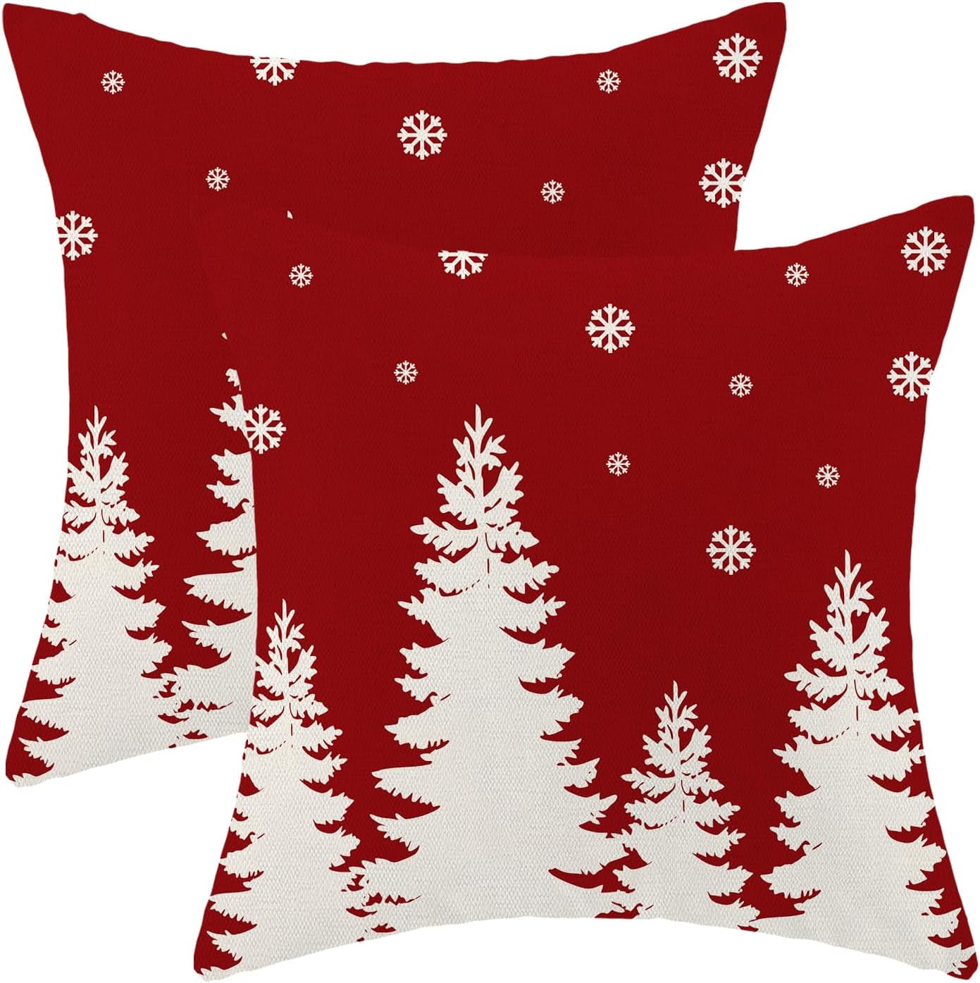 Set Of 4 Christmas Pillow Covers 12x20 Inches - Snowflake & Tree Holiday Decor For Couch & Bed