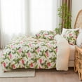 thumbnail image 3 of Gogreen Funda Nórdica King Floral, Juegos de Cama King de Microfibra Suave y Transpirable de 3 Piezas, Funda Nórdica Cómoda King con Patrón, con Cierre de Cremallera (Flamingo, King), 3 of 8
