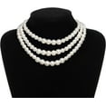 thumbnail image 4 of HANRU  Round Imitation Plastic Pearl Necklace Vintage Multi Strands Necklace 20s Flapper Necklace for Party, 4 of 12
