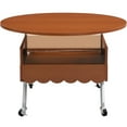 thumbnail image 3 of 27.6" Round Lift-Top Coffee Table with Hidden Storage, LED Lighting & Wheels - Wooden Circular Table with Metal Frame for Living Room, Home Office (Brown), 3 of 5