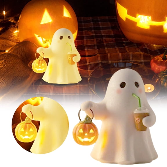 Halloween Decorations Desktop Ornament Resin Figurine with Pumpkin and Drink for Indoor Home Party Decoration Desktop Ornament Easy to Use Happy 2026!