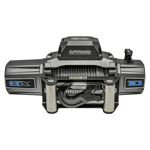 Superwh Winch 1710200 SX Series; Vehicle Mounted; Vehicle Recovery; 12 Volt Electric; 10000 Pound Line Pull Capacity; 85 Foot Steel Cable; Roller Fairlead; Wired Remote; 3-Stage Planetary Gear