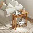 thumbnail image 2 of Gymax 2-Tier End Table Irregular Narrow Sofa Side Nightstand w/ Storage Shelf Walnut, 2 of 10